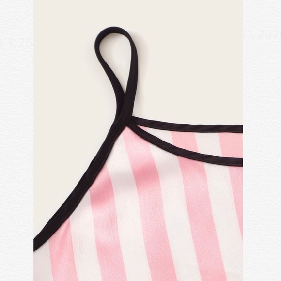 4 Piece Striped Satin Pajama Set - Picture 4 of 6